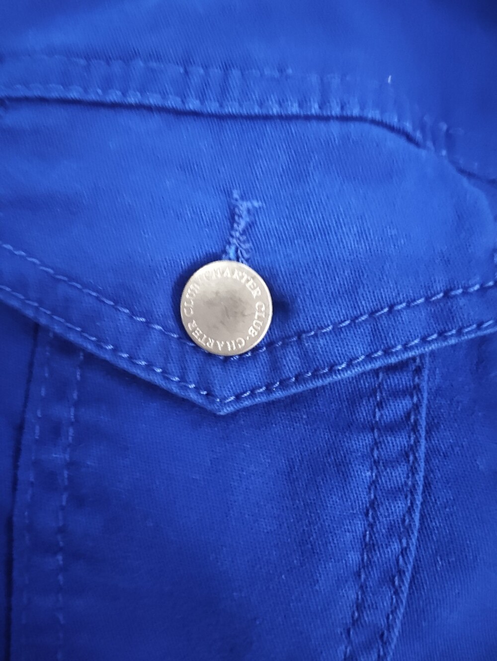 Charter Club Royal Blue Jean Jacket Style Cotton Blend Jacket, Size L - Picture 4 of 9